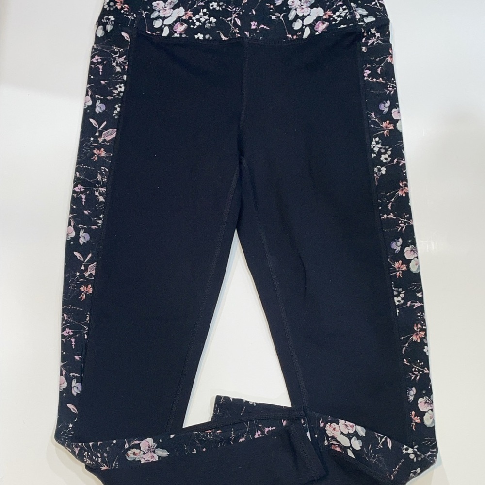 Floral Black Kids Leggings